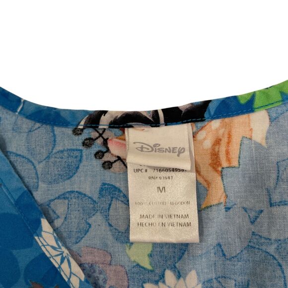 Disney Scrub Shirt Women's Medium Blue Bambi Short Sleeve V-Neck Tee Shirt - Picture 8 of 8